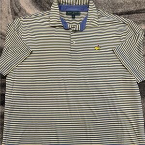 Vintage Blue and Yellow Striped Masters Polo, Men’s Sz XL